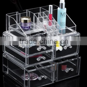 Newest Taizhou Longshixiang factory PS fahsional storge 6 draws transparent makeup boxes