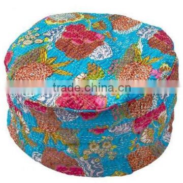 Lifestyle Bigfoot Footstool cotton Bright color kantha-stitched fabric ottoman