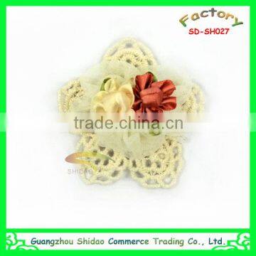 Cotton crocheted flower with rose hair accessories