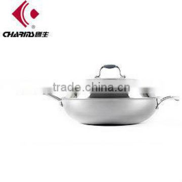 Tri-ply Stainless Steel Deep Wok