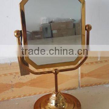 High end quality decorative stylish luxury antique gold square table mirror stand vanity mirror