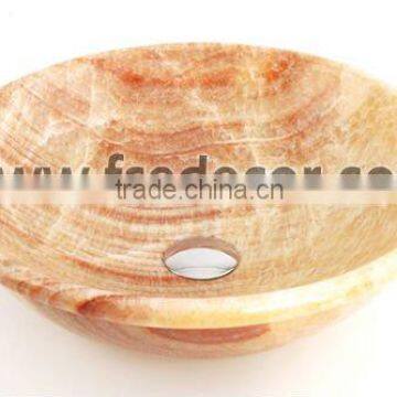 Round yellow Marble Stone bathroom Cubas(FSE-STS-062M)