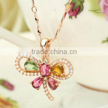 Custom 925 Sterling Silver Pink Green Multi Colors Tourmaline Pendant Necklace Pendant photo-3