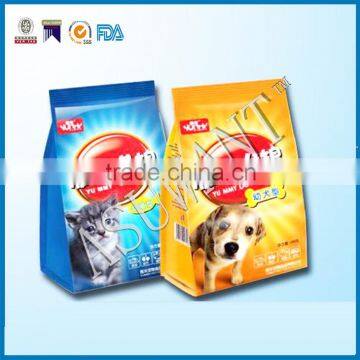 custom make side gusset heat seal cat food bag/standing resealable pet food bag