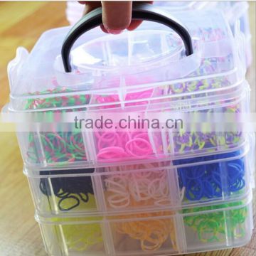 Big Box Detachable Three Layers Family Rubber Bands Kits Rainbow Rubber Bands Box