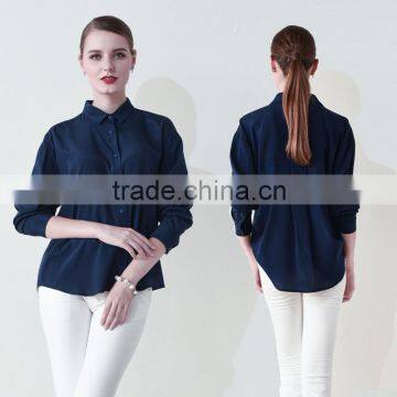 Womens Soft Washable Silk Button Down Long Sleeve Blouse Plus Size OEM ODM Type Clothing Factory Manufacturer From Guangzhou