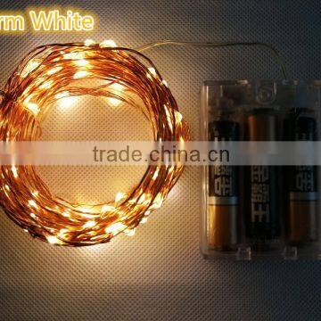 3AA Battery Operated 10M 100 leds Copper wire string lights 33FT Christmas light