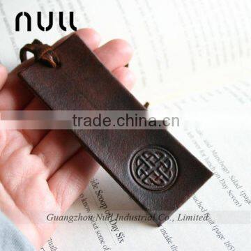 Vintage embossing style genuine leather bookmark