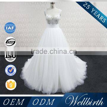 WD10 Hot selling Senior Hand-made beaded bling crystal White Wedding Dress