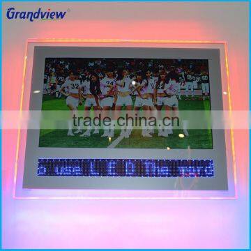 Crystal edge light LCD dispaly LED digital screen with walking words screen AD digital signage player