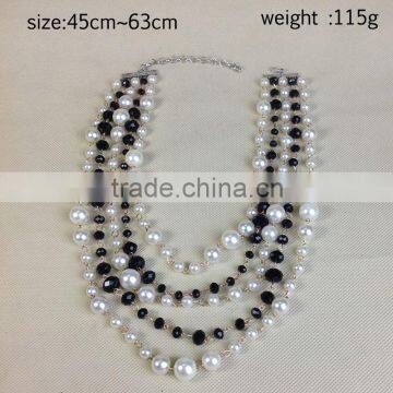 European And American Vintage Crystal Pearl Multilayer Exaggerated Alloy Chain Necklace photo-4