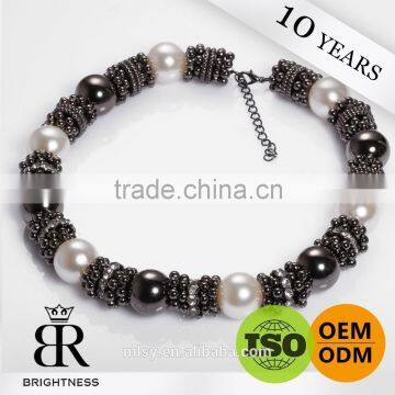 Pearl Gun Metal Decorative Bead Brass Chain for Wemen Brightness F1-80008 photo-1