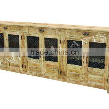 INDIAN MANGO WOOD 3 DOUBLE DOOR LONG SIDE BOARD