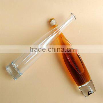 wholesale 375ml clear round glass liquor bottles with cork