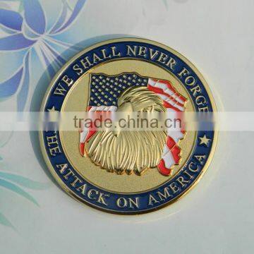 Free sample double sided gold coin custom