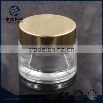 Luxury 50ml round clear glass cosmetic cream jar