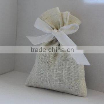 White Creamy Linen Small Bags, Rustic Wedding Favor Bags, French Linen Gift Bags photo-3