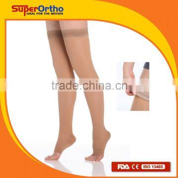 Medical Compression Stocking --- A6-004 Classic Thigh High Open Toes w/ Silicone band