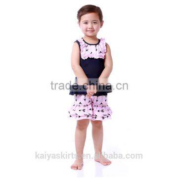 2016 wholesale kaiya solid cotton short sleeve T-shirt and short summer kids clothes