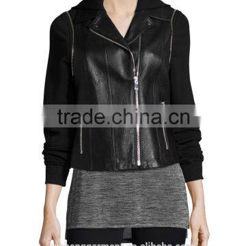 Black Women bomber genuine leather jacket