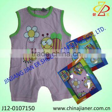 2014 new style 100%cotton summer sleeveless baby grows from china supplier