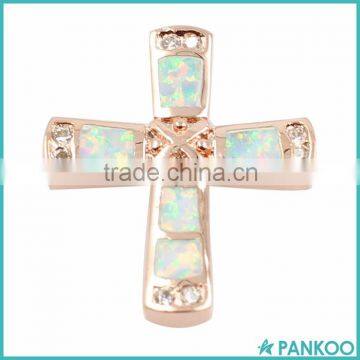 Custom 925 Sterling Silver Created Synthetic Opal Cross Pendant Wholesale