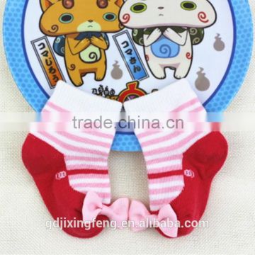 Customized beautiful soft good quality nice shoe baby socks with cute bowknot made of cotton