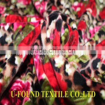 SOFT 92% POLYESTER 8% spandex knitted print velvet fabric