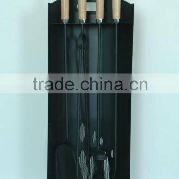 New Design Black Fireplace Companion tool set, with wooden handles