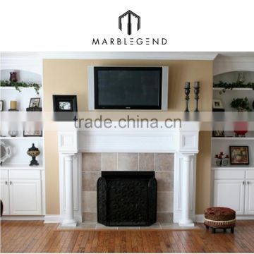 High polished marble stone fireplace mantel