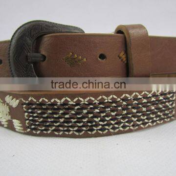 2.0 cm Widthe Brown High Quanlity PU Fashion Embroidered Belt for Girls photo-2
