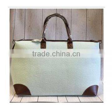 Monogram Seersucker Weekender Tote photo-3