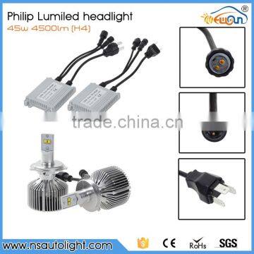 4500LM high low beam 45W led car headlight H4,led headlight bulb with H4 H7 H8 H9 H11 H10 9004 9005 9006 9007