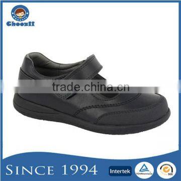 Top Grade Girls Black Action Leather School Kids Shoes Children