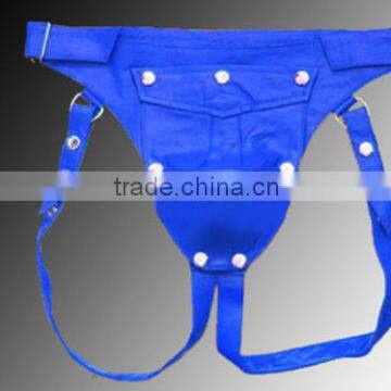 Blue Jockstrap Jock Thong gay Sheep Leather String New