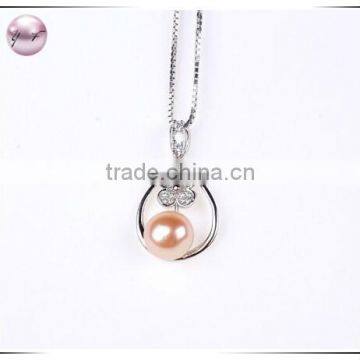 Pink Fresh water pearl 925 sterling silver hoop necklace