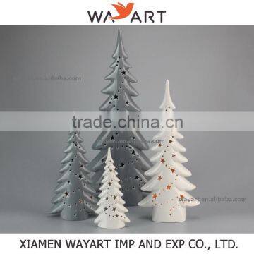 LED Star Carved Ceramic Tree Candle Holder