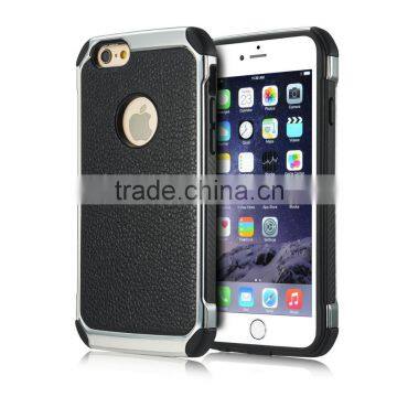 Lichi Texture Hybird TPU+PC Armor Case for IPhone 6 6s 6 Plus 6s Plus Samsung s7 S7edge 2 in 1 Electroplating Cases