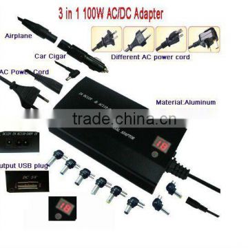 100w Universal Laptop Ac Power Charger Adapter LD-3In1 LCD