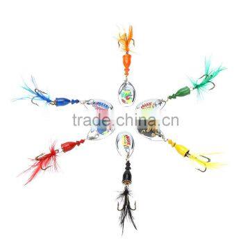 6Pcs 7cm 4g Hard Fishing Lures Spoon Noise Sequin Paillette Baits With Feather Treble Hook Set Tackle photo-5