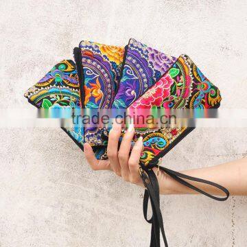 Cheap fashion thai Hmong style ethnic embroidery woman clutch purse