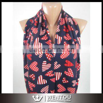 Heart Red Blue White Polka Dot Scarf