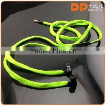 2016 promotion gifts for Christmas metal shoelace earphone stereo Noise Cancelling earphones