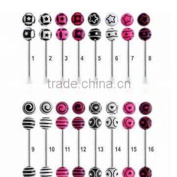 8mm Gems Tongue Rings body piercing jewelry