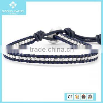 European Stone Strawberry Quartz Mix Single Wrap Bead Bracelets on Natural Dark Brown Leather photo-5