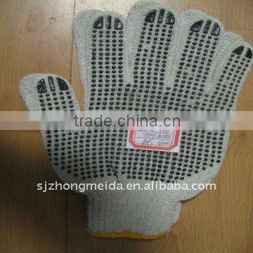 cotton knitted gloves with one side PVC dots