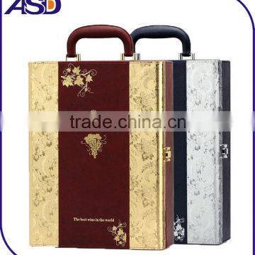 High Quality Cheap PU Leather screen print Wine Suitcase Packaging Boxes