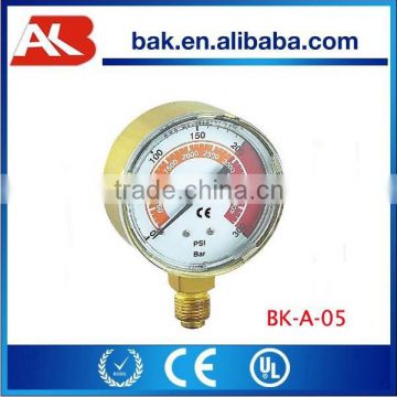 Golden color or other color painted steel case manometer pressure gauge