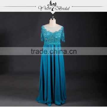 RSE633 See Through Corset Half Sleeves Lace Turquoise Blue Gorgeous Bridesmaid Dresses