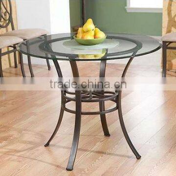 Round glass dining table